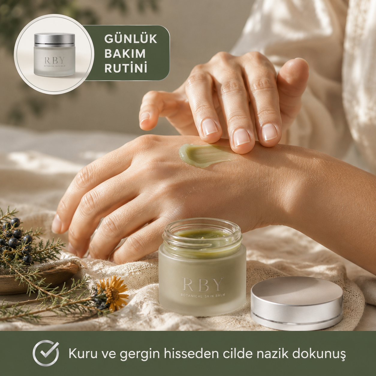 RBY Botanik Cilt Balmı Yatıştırıcı Bakım Kremi 50 ml