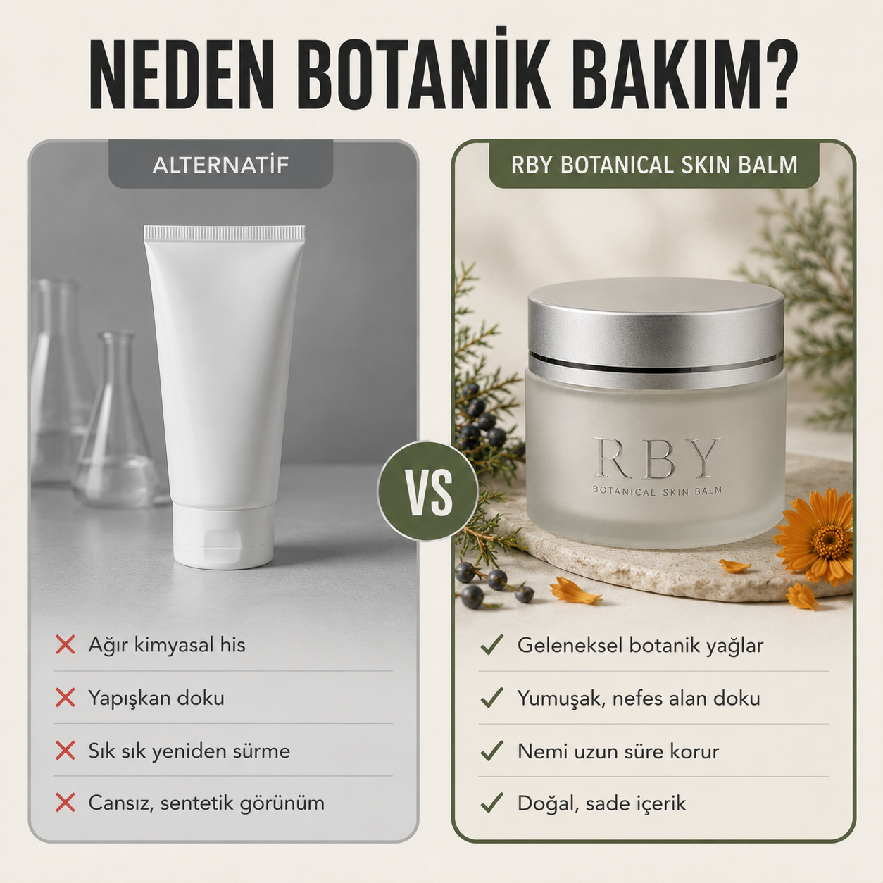 RBY Botanik Cilt Balmı Yatıştırıcı Bakım Kremi 50 ml
