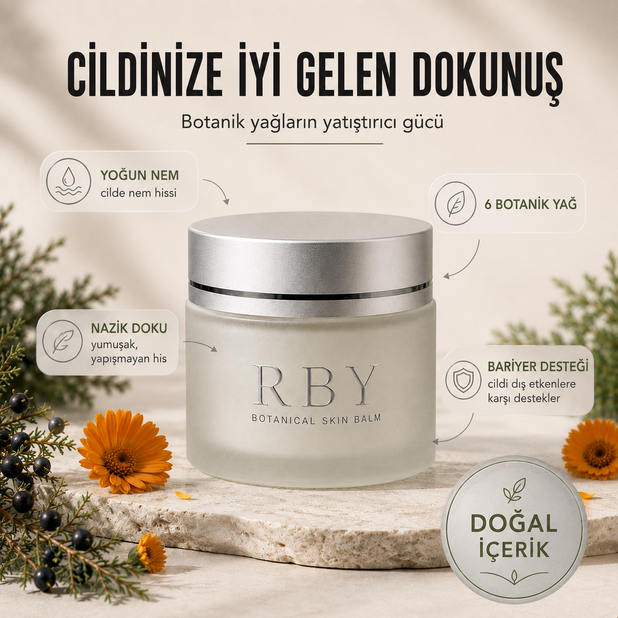 RBY Botanik Cilt Balmı Yatıştırıcı Bakım Kremi 50 ml